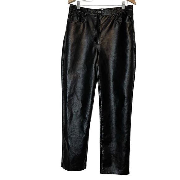 Aritzia Wilfred The Melina Pant Black Vegan Leather Straight High Rise Sz 14 - Picture 9 of 15